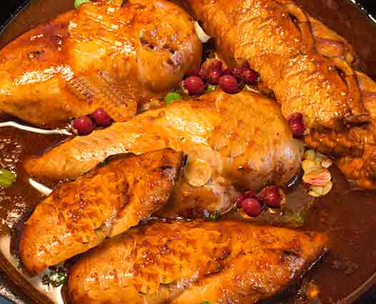 POLLO A LA CERVEZA CON UVAS
